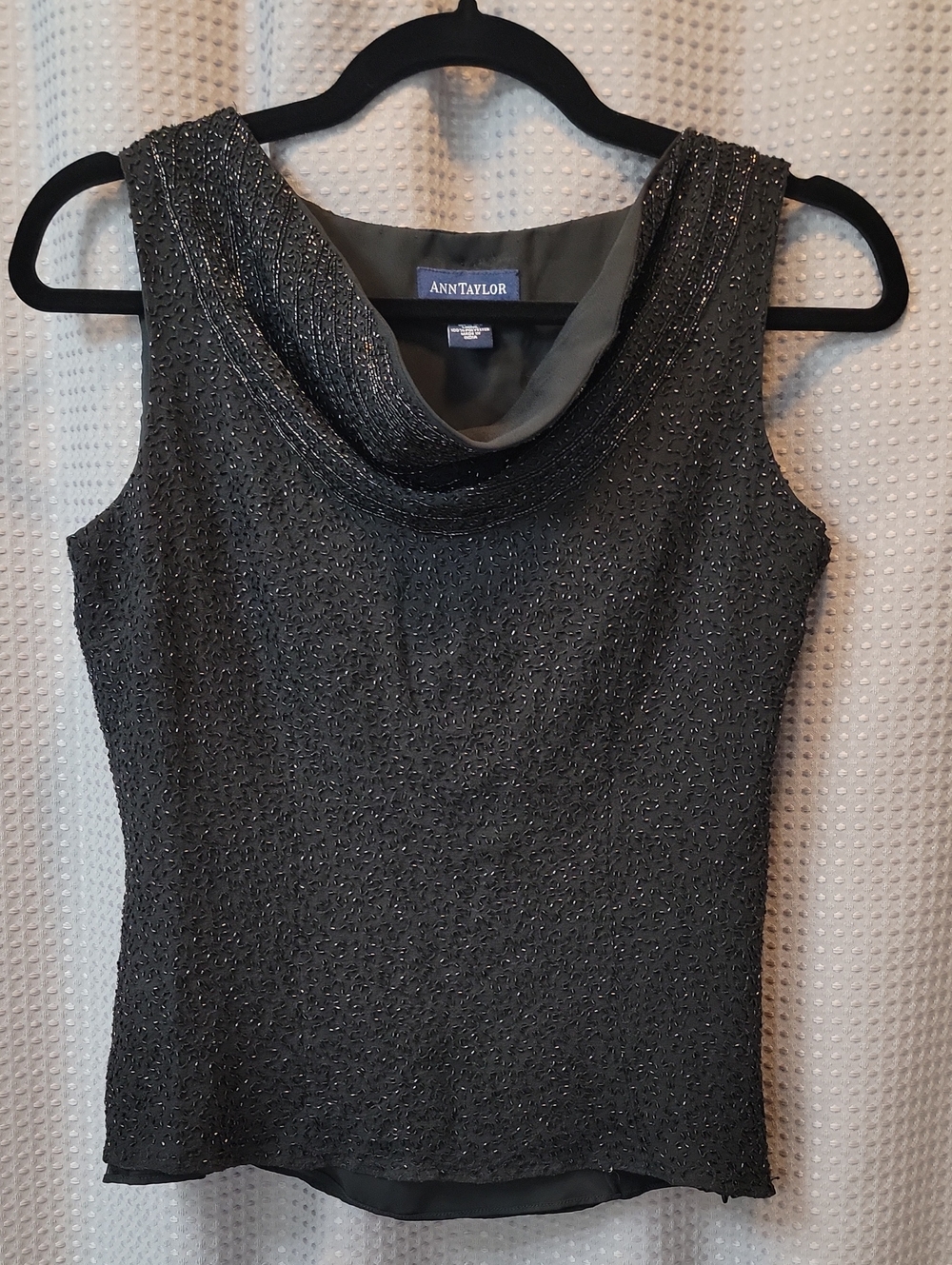 Ann Taylor Beaded Silk Cowl Neck Cocktail Top Size 4